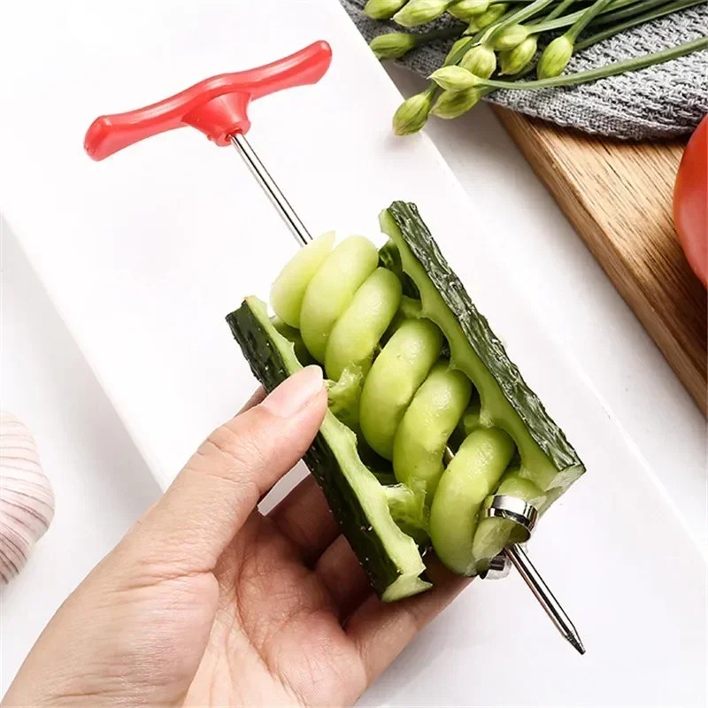Stainless Steel Spiral Coil Creative Modeling Cucumber Knife Conception Dish Decoration Fruit Vegetable Spiral Twists Knife New