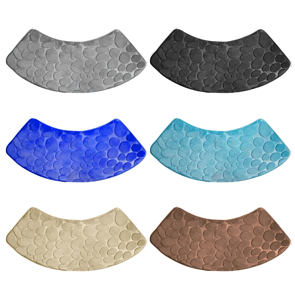 Bathroom Absorbent Mat Curved Shower Room Door Mat With Non Slip Base  For Shower Tub Living Room Kitchen Floor Applications