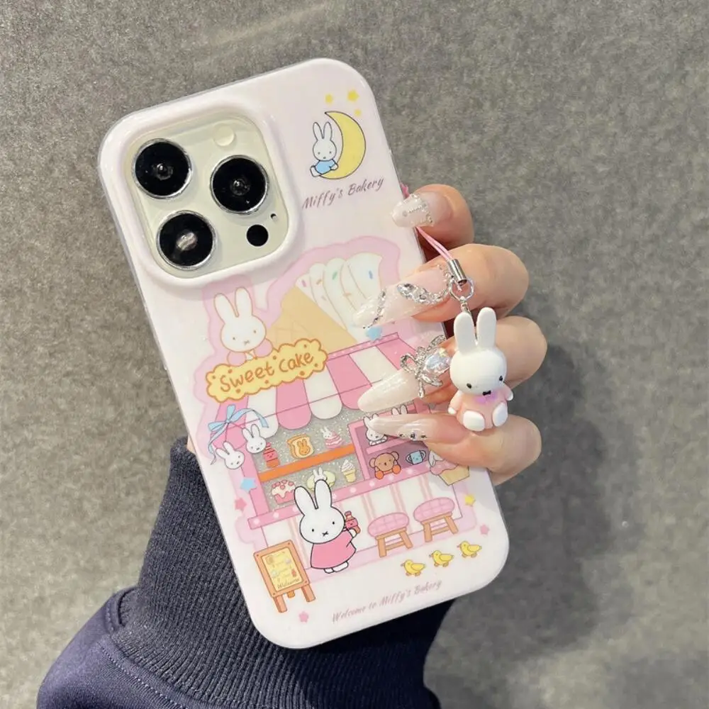 Miffy Rabbit Style Hollowed Out Glitter Rabbit Dessert Store Is Suitable for Iphone16 15 14 13Promax Series Phone Cases