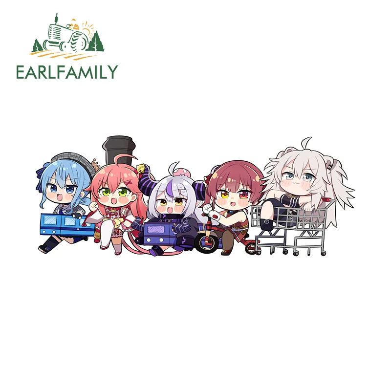

EARLFAMILY 13 см x 4,9 см для Hololive Chibi Girls, наклейки на автомобиль, аниме, мультфильм Kawaii, аксессуары для окон, солнцезащитный крем, наклейки на багажник