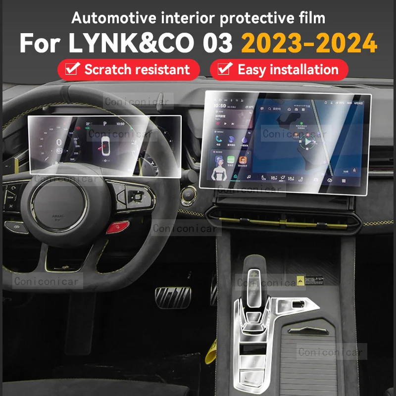 

For LYNK&CO 03 2023 2024 Car Interior Protective Film Center Sonsole Navigation Instrucment Anti-Scratch Repair Sticker TPU