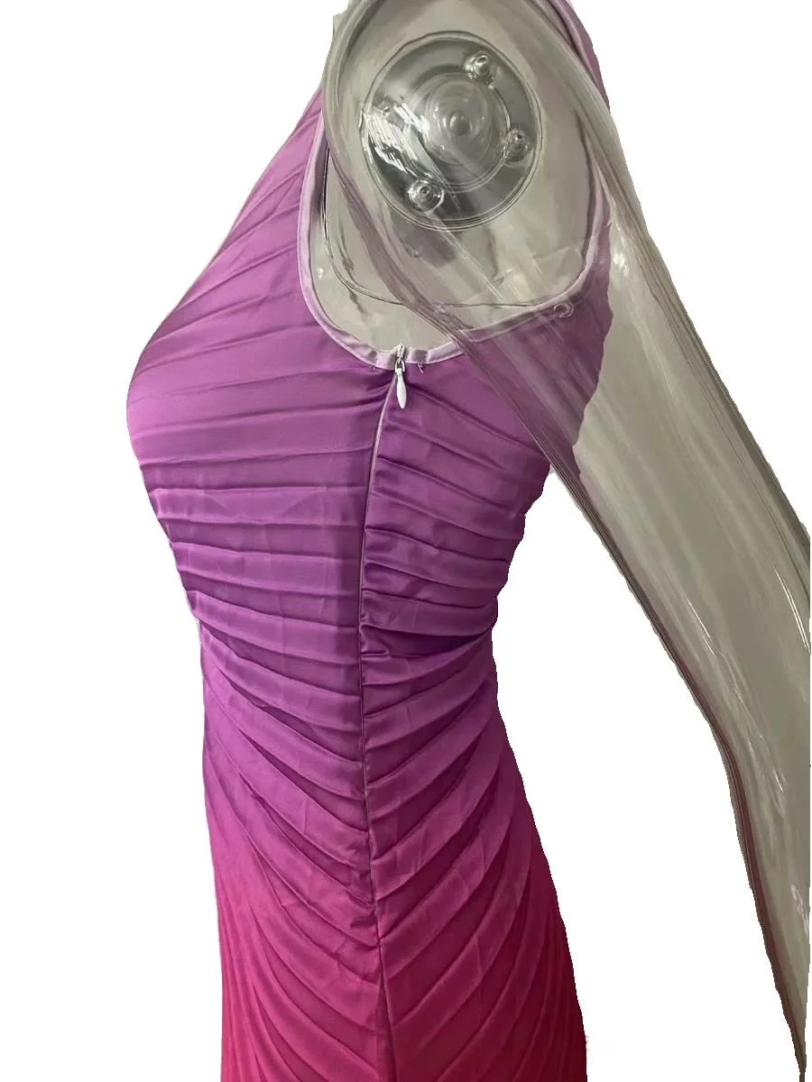 エレガントな透かし彫りプリーツグラデーションカラードレスセクシーガールシングルショルダー新作レディースドレスktvコスチュームレディースファッションドレス