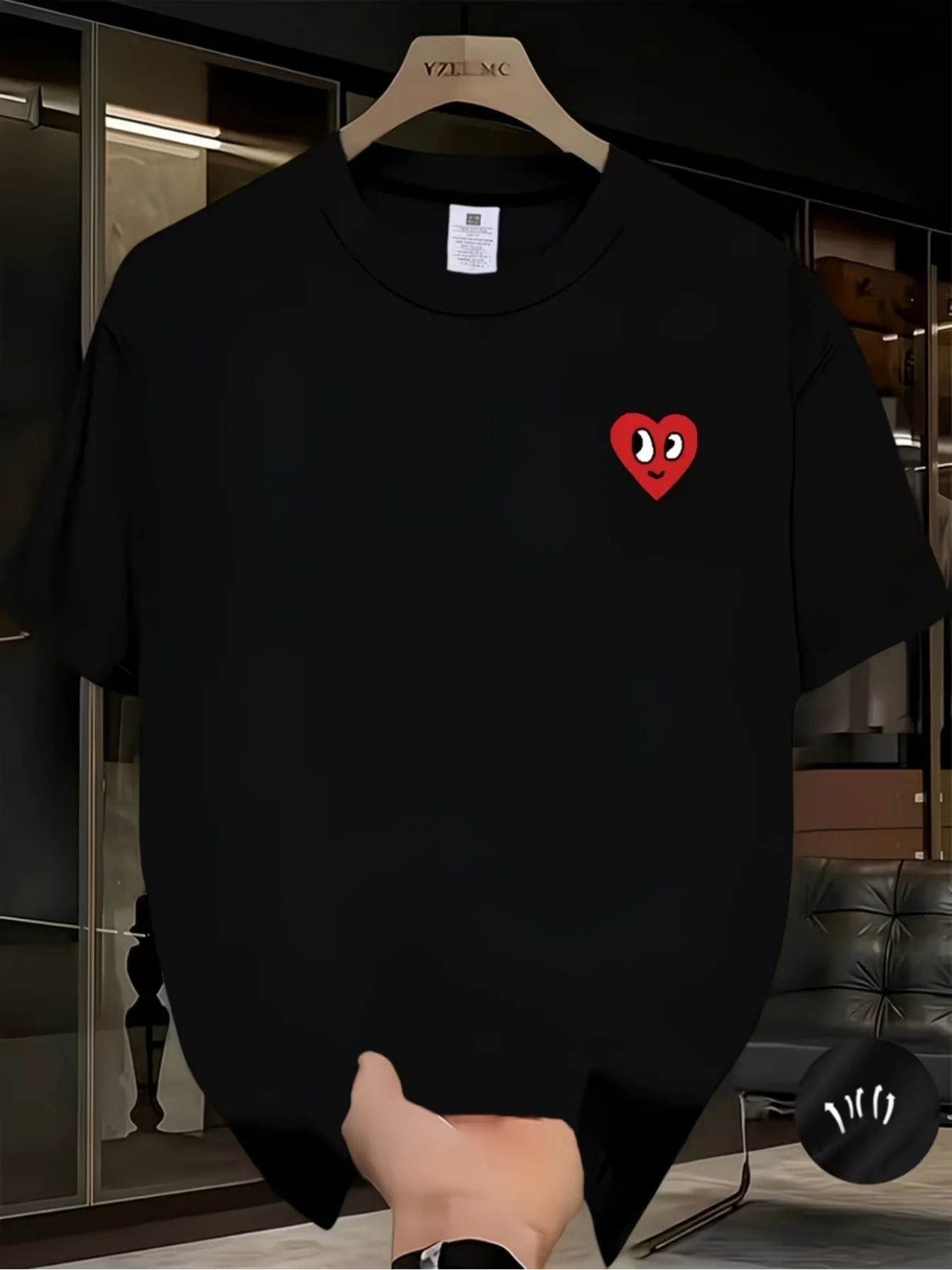 Men's trendy t-shirt, featuring a fun heart-shaped design, made of 100% cotton material, suitable for daily wear men clothing
