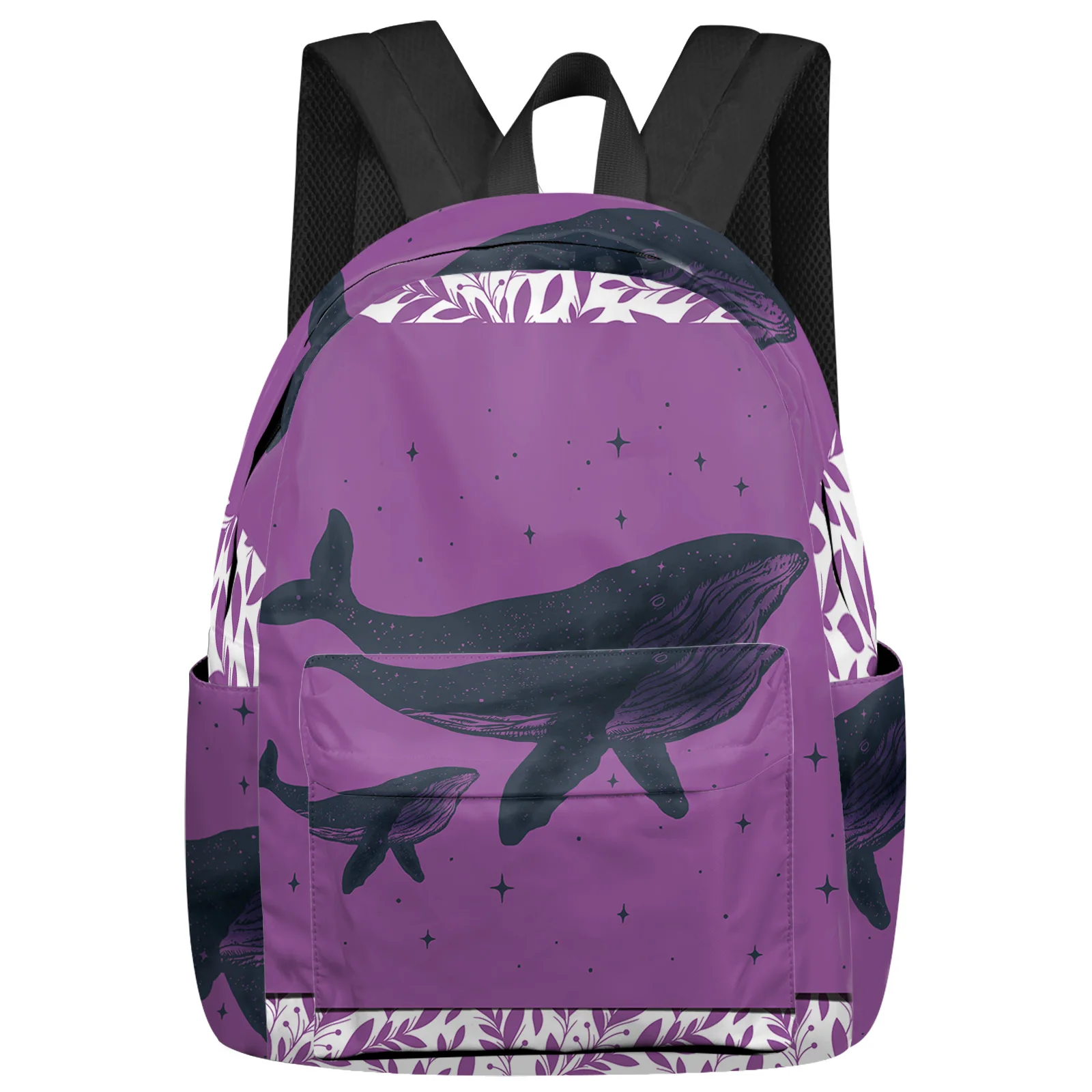 Leaf Star Whale Purple Women Man Backpacks Waterproof Travel School Backpack For Student Boys Girls Laptop Book Pack Mochilas