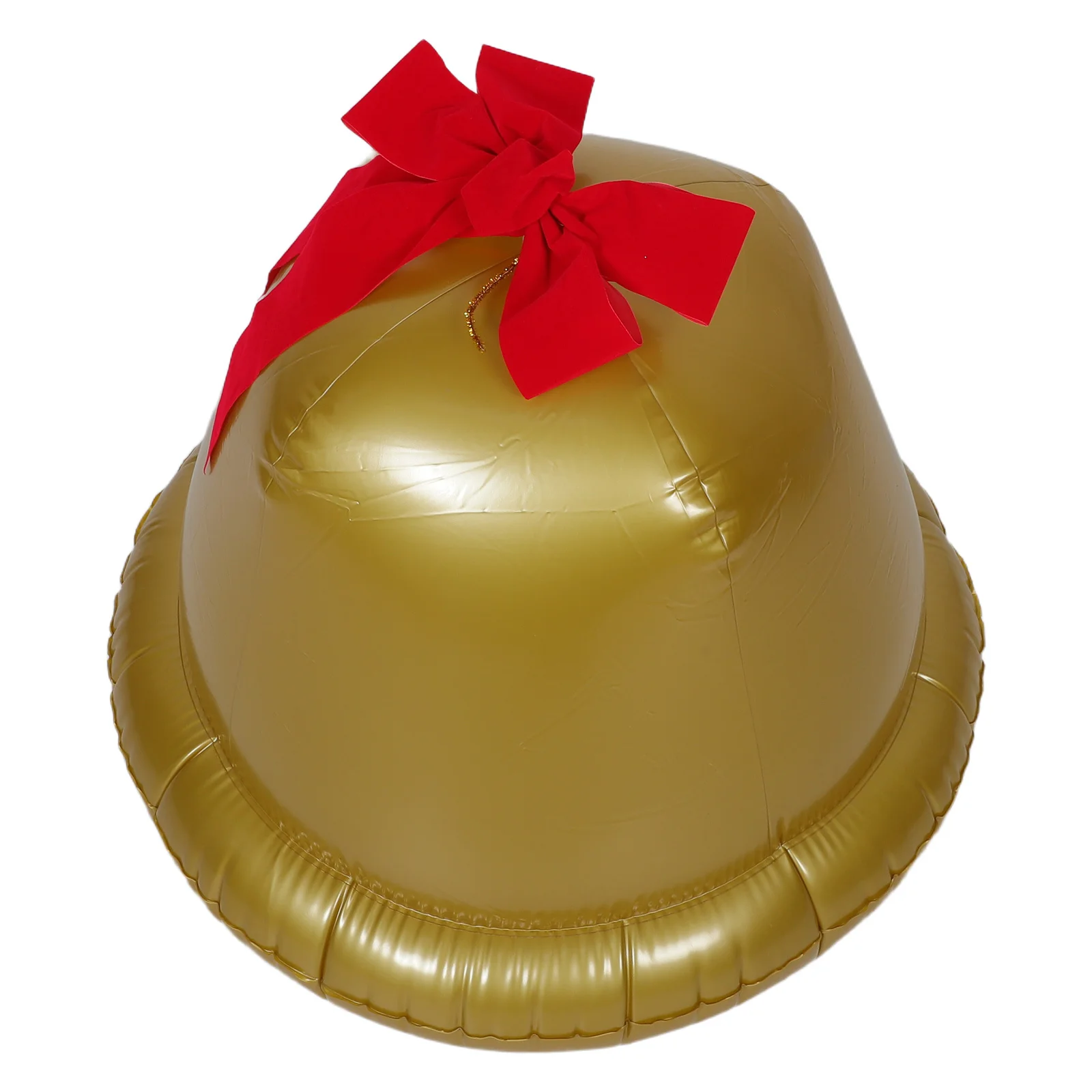 جرس جلجل قابل للنفخ للعطلات، زينة كبيرة جدًا لعيد الميلاد مع فيونكة لامعة، قابلة للنفخ في ساحة الشرفة الخارجية للاحتفالات الداخلية