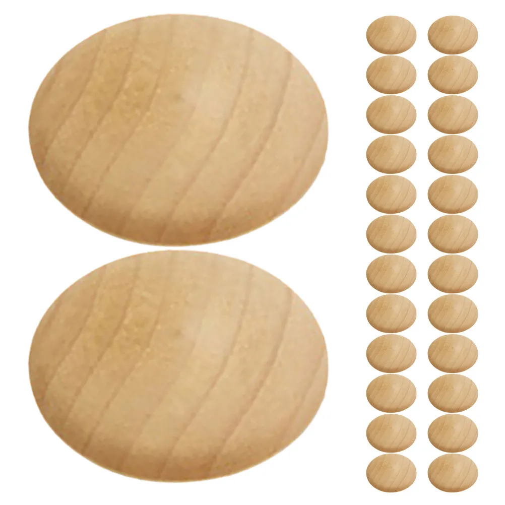 

50Pcs Staircase Screw Hole Covers Wooden Plugs Round Wood Button Stoppers for Furniture Cabinets Woodworking Decorations
