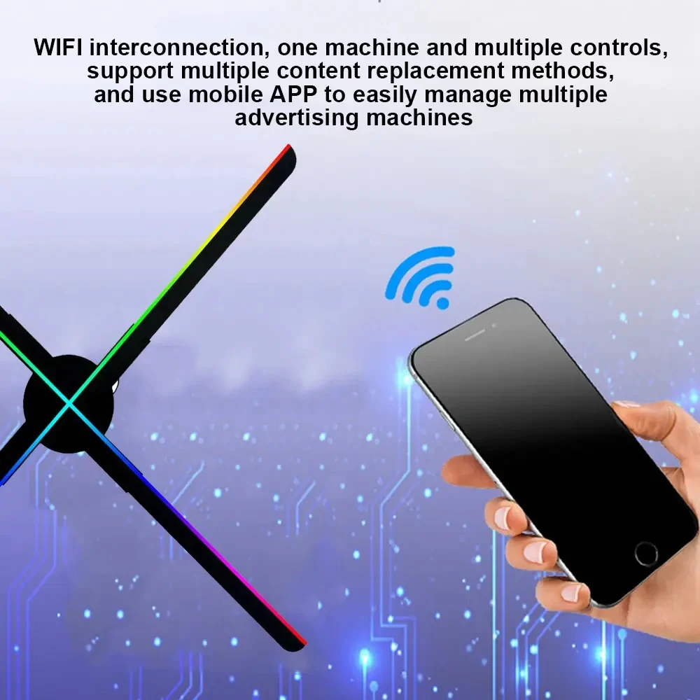 52cm 3D Hologram Fan Projector HD LED Holographic Player Advertising Display Machine WiFi APP Remote Control for Shopping Mall