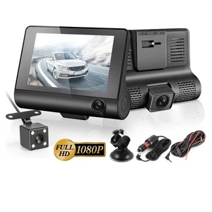 Dashcam Car DVRs 4 Inch Car Camera FHD 1080P Auto Recorder Dash Cam 3 Camera Lens Registrator with Rear View Camera