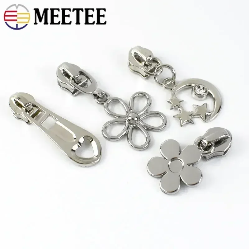 10 قطع 5 #   سحاب معدني المتزلجون لسحابات النايلون بواسطة متر حقيبة الخياطة السحابات تسحب محفظة الرمز البريدي رؤساء طقم تصليح DIY الملحقات