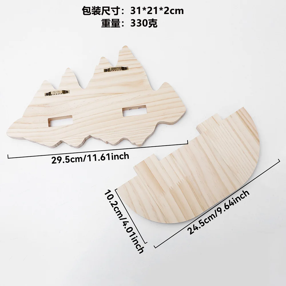 Mountain Shaped Pine Wood Wall Shelf, Wall Mounted Plant Display Rack for Home Decor, Premium Wooden Ornament for Living Room