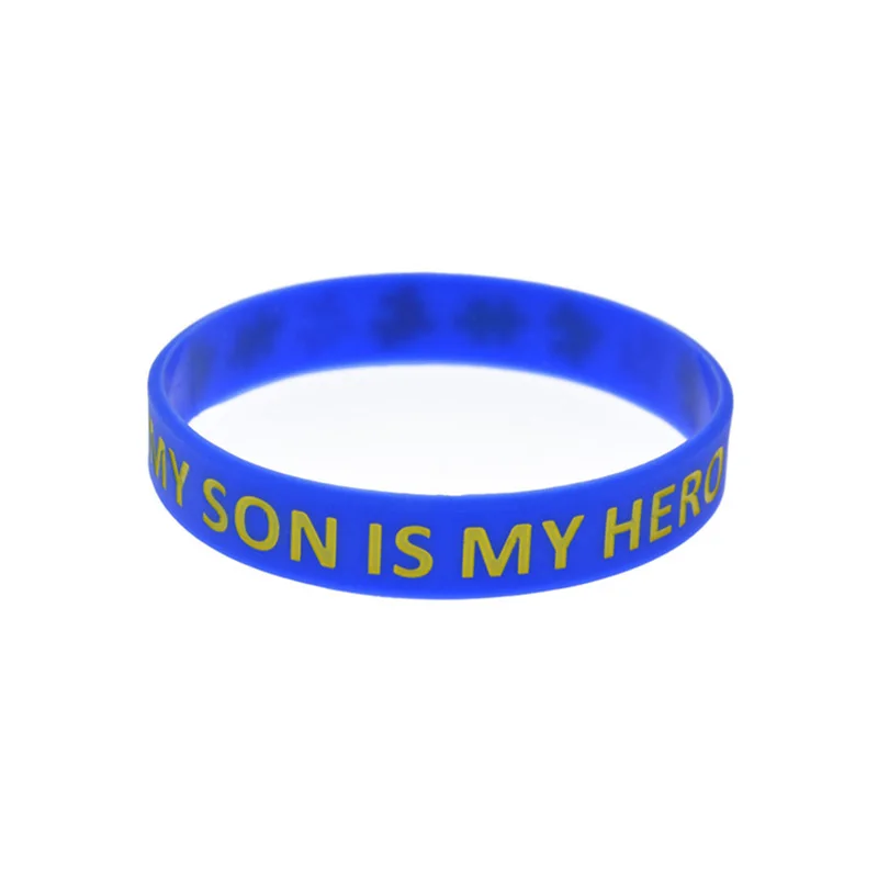 50 Pcs My Son is My Hero Silicone Bracelet with Puzzle Logo Rubber Wristband Adult Size