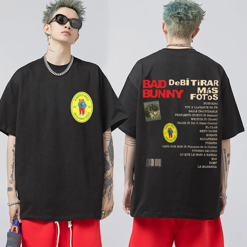

Hip Hop Rapper Bad Bunny Vintage T-shirt Men's Women's DeBi TiRAR MaS FOToS DTMF Graphic Print T Shirts Fashion Oversized Tshirt