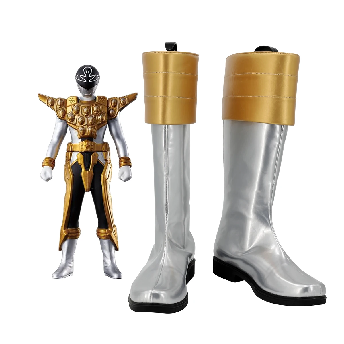 kaizouku sentai gokaiger Gokai Silver Cosplay Boots Leather Shoes Custom Made Any Size