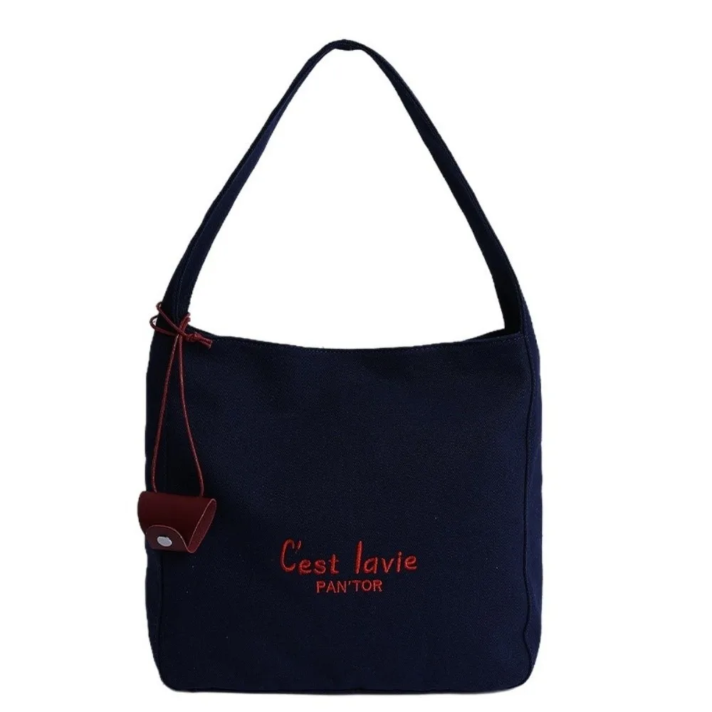 

Fashion Korean Letter Shoulder Bag Versatile Canvas Student Tote Bag Large Capacity Casual Women's Armpit Bag Female