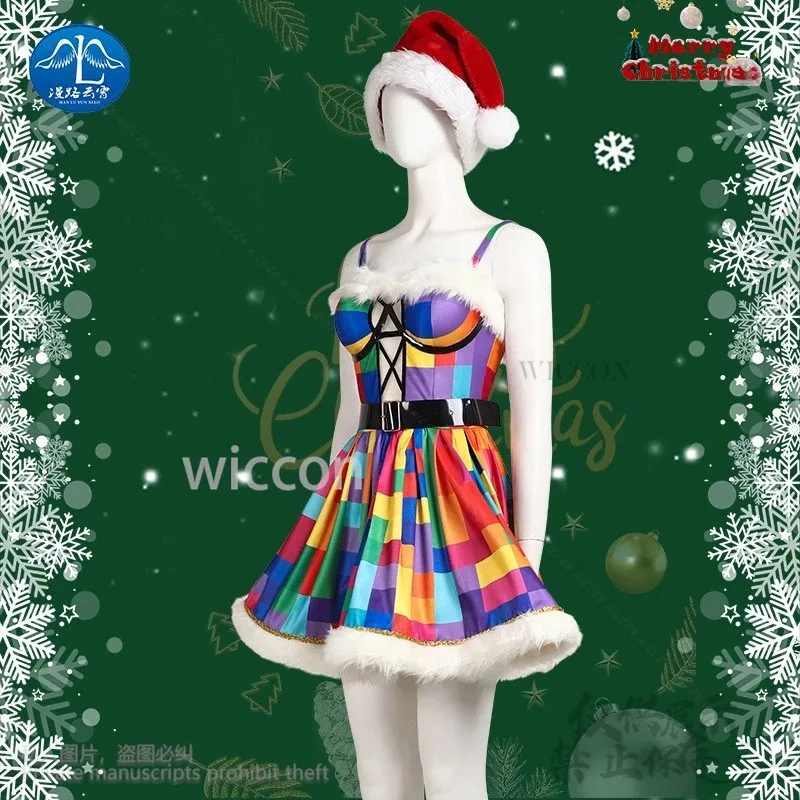 

asdh8@2025 New Santa Hat For Mrs Claus Christmas Costume Dress Lolita Women Girls Halloween Christmas Fancy Party Cosplay Custo