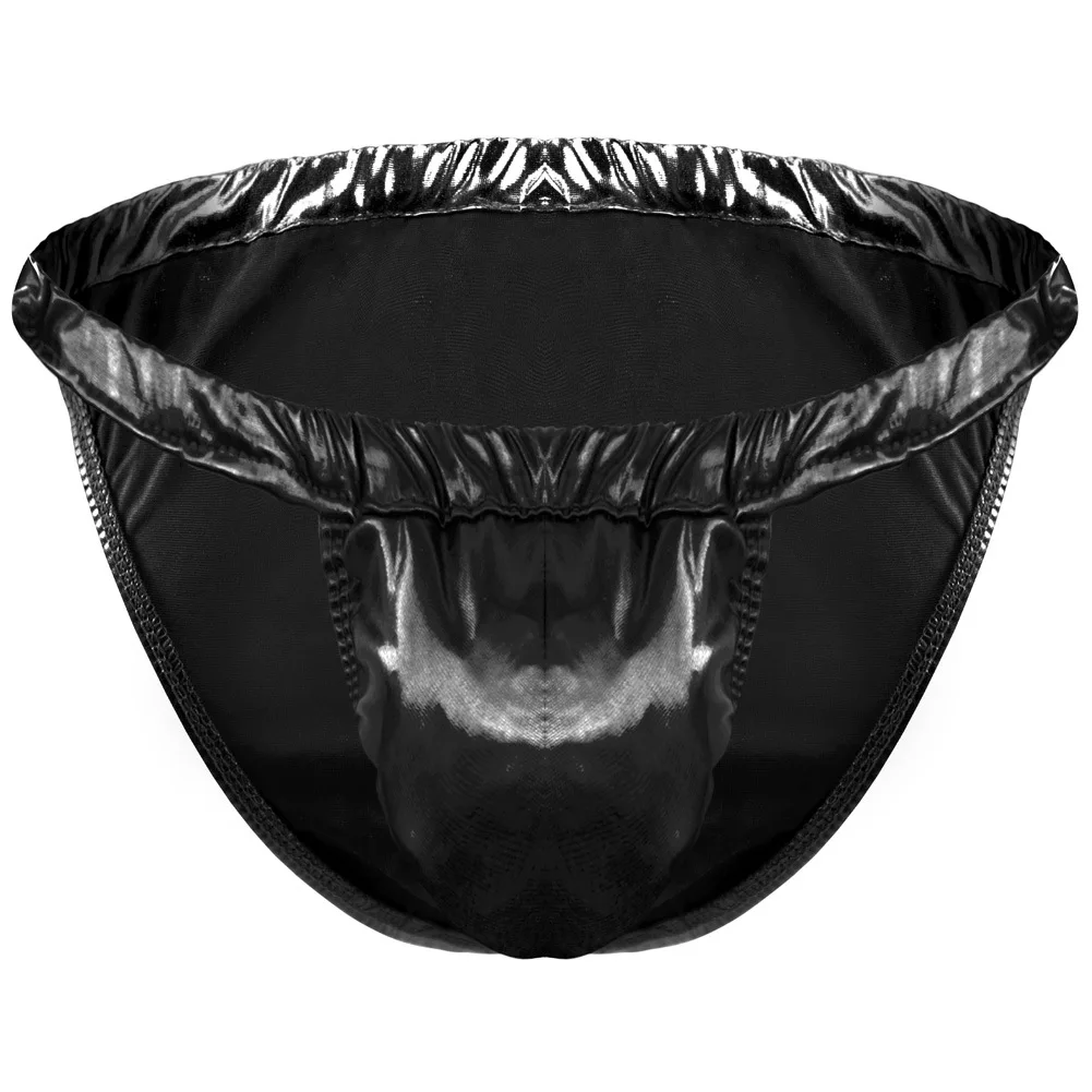 

Men's sexy fashion underwear Shine patent leather cow head low waist briefs boys PU leather 338 performance pants