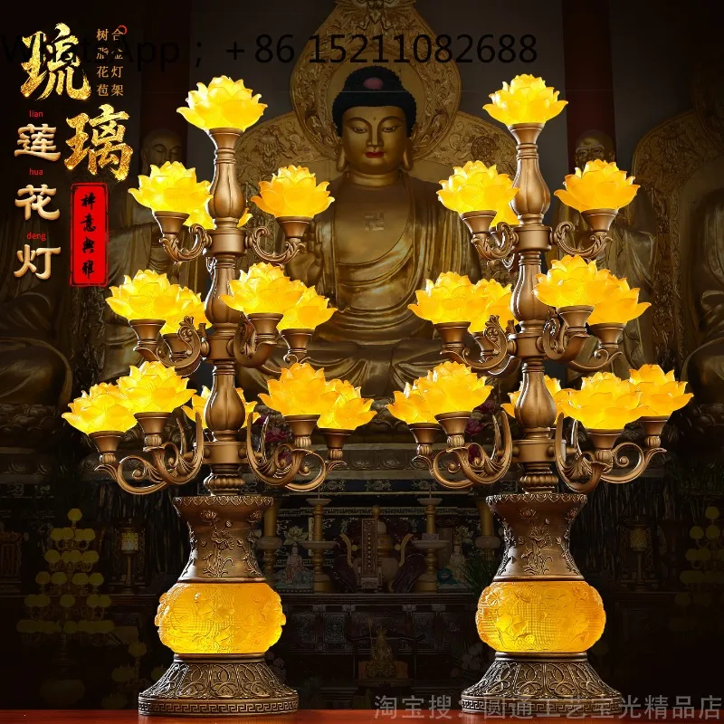 SCY lotus-shaped Buddha offering prop, small table ornament in front of temple Buddha table, household Guanyin ornament