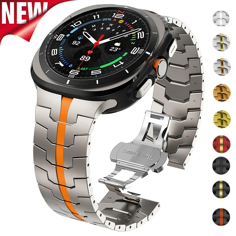 

Luxury Stainless Steel Band for Samsung Galaxy Watch 7 Ultra 47mm Men Strap for Galaxy Watch 7 Ultra 47mm No Gaps Metal Bracelet