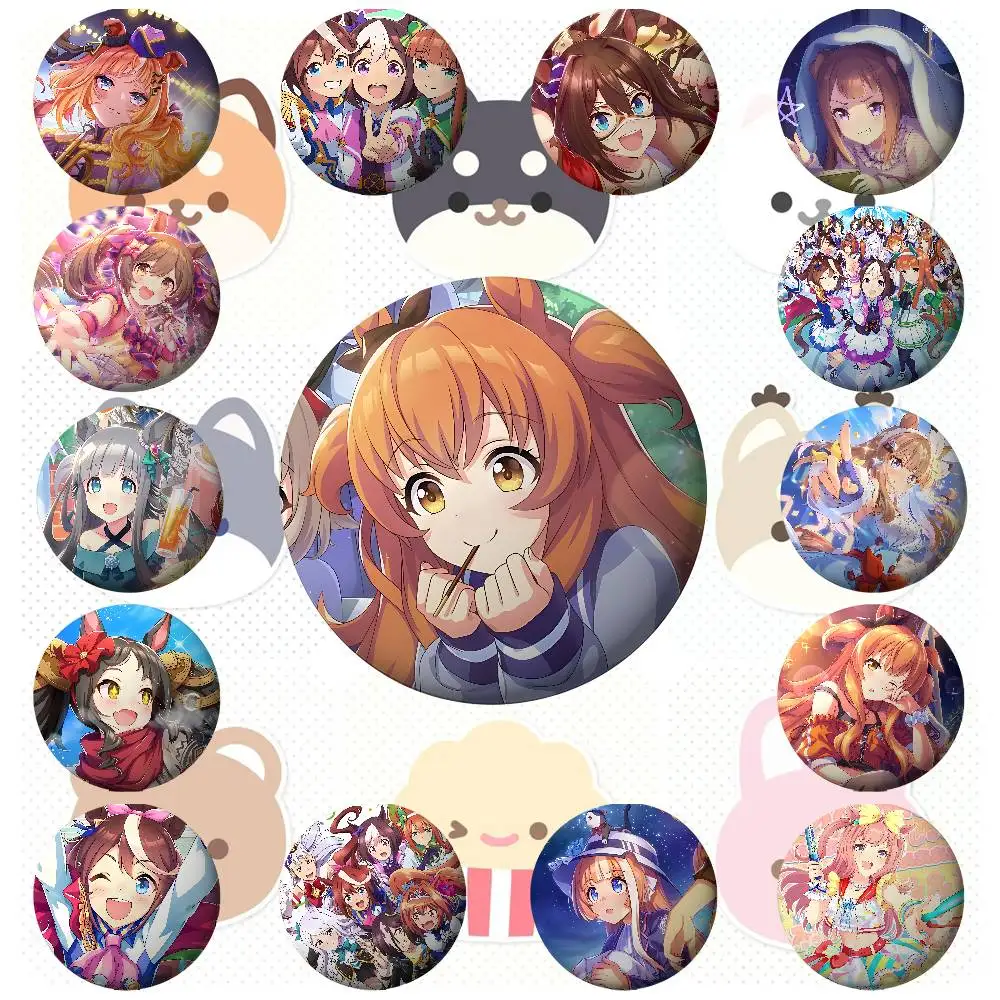 Uma Musume Pretty Derby Brooches Stylish Ornament Pins Exquisite Round Badge Bag Accessories Jewelry Gifts