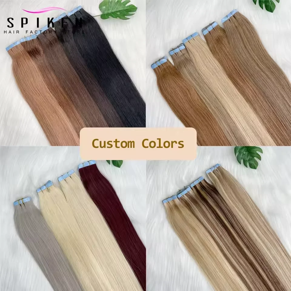 인간의 머리 확장의 금발 테이프 12"-24" 접착 테이프 인간의 머리카락 자연 스트레이트 브라질 기계 레미 테이프 20개