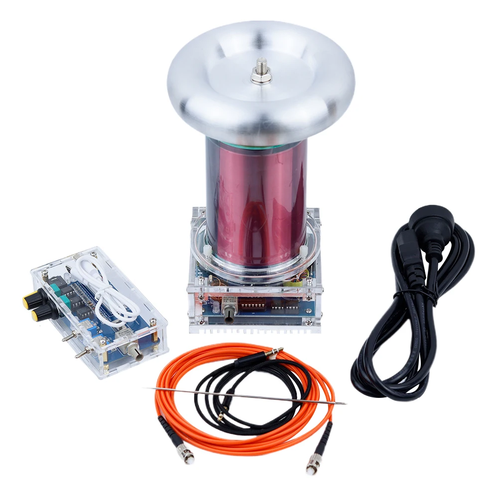Imagem -03 - Diy Terminou Alta Freqüência Tesla Coil Generator Ac110240v Ssb Música 250w Comprimento do Arco 20cm Comprimento