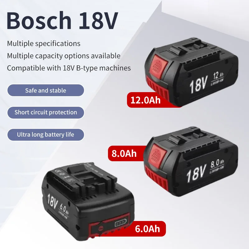 

Новый литий-ионный аккумулятор Bosch 18 В 6,0 Ач GBA 18 В 6,0/8,0/12,0 Ah Professional GBA GSR GSB BAT609, аккумуляторная батарея для бассейна