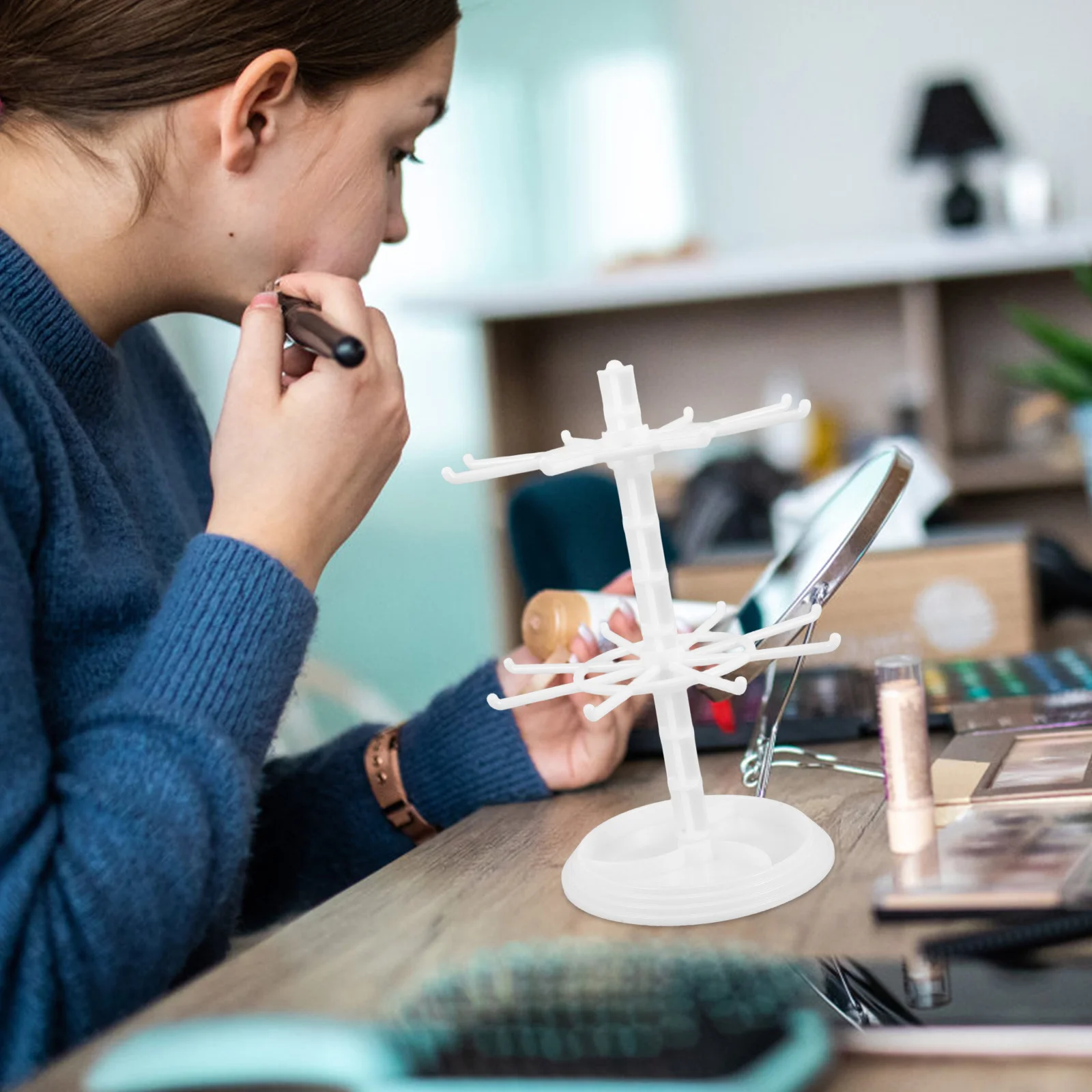 حامل عرض المجوهرات منظم دوار 360 درجة للأقراط والقلائد والأساور وسلاسل المفاتيح وحامل المجوهرات الصغيرة #1