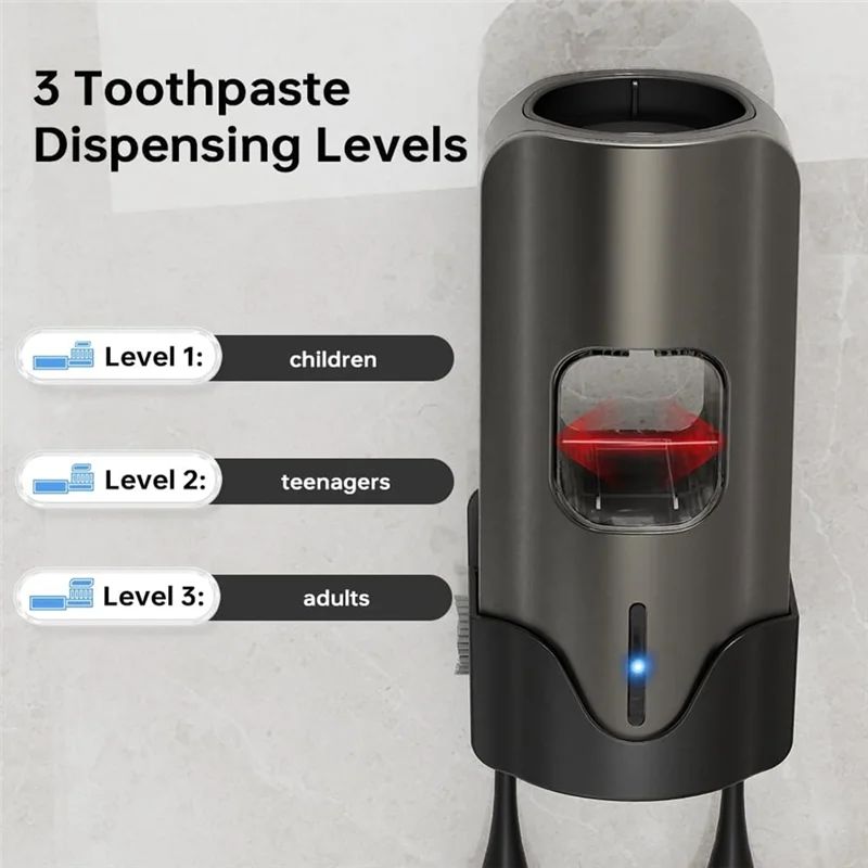 Dispenser di dentifricio TKOH, dispenser automatico di dentifricio spremi dentifricio per bambini, portaspazzolino a parete