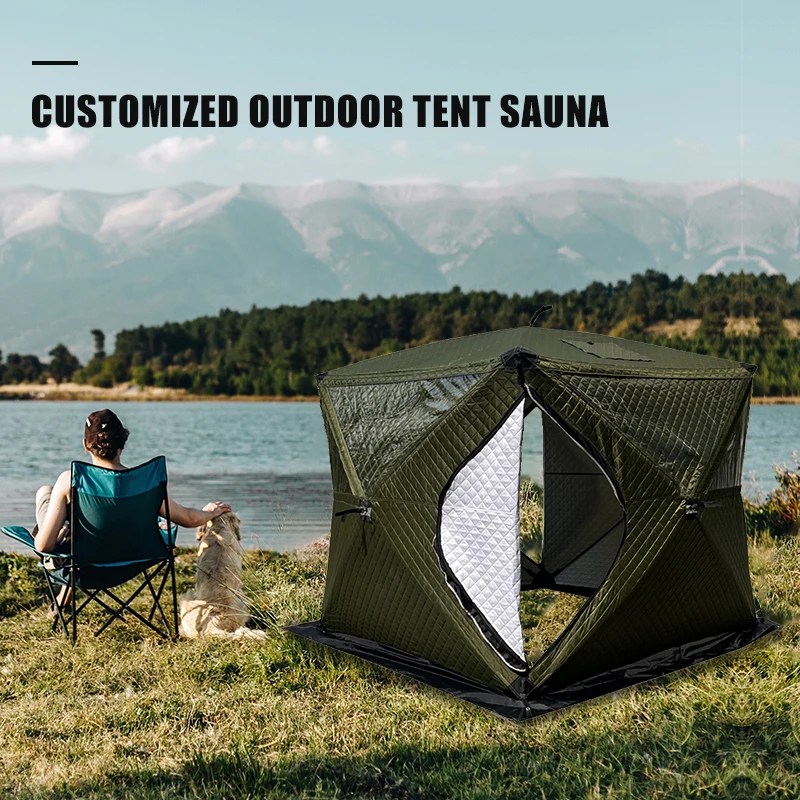 Sauna Tent Manufacturer Three Layer Waterproof Insulation Winter Ice Fish Cube Pop Up Tent Transparent Skylight Sauna Tent