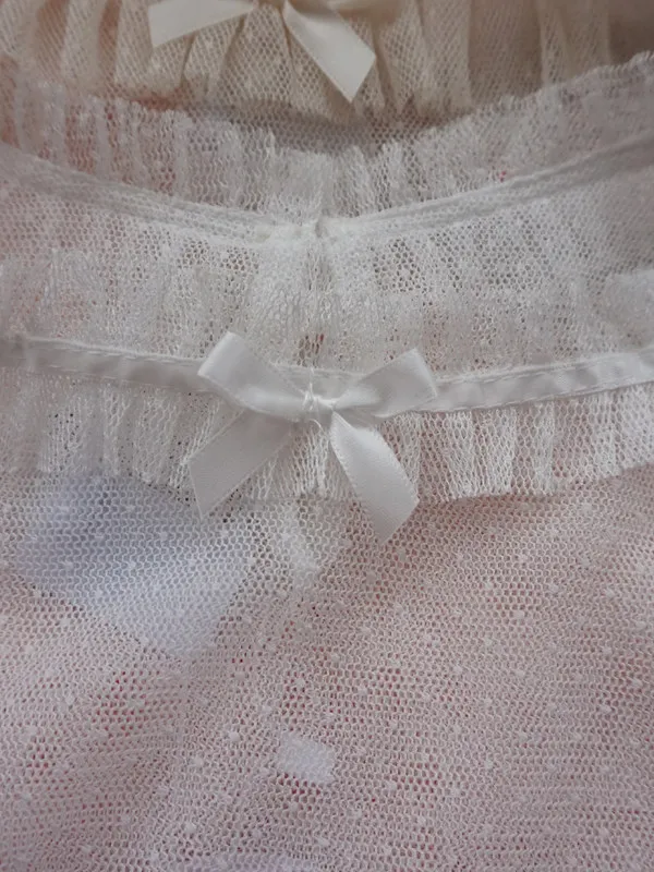 Japanese New Spring Summer Perspective Mesh Short Sleeve Shirts Sweet Lolita Top Elegant Ruffles Lace All-match Students Blouses