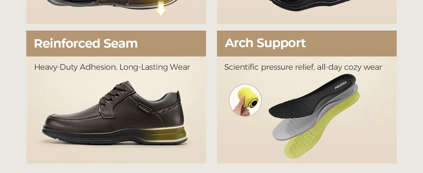 FitVille Herrenschuhe, breite Zehenpartie, leichte Oxford-Hochzeitsschuhe, lässige Business- und formelle Schuhe, Herrenschuhe zum Gehen, mit Fußgewölbestütze – Detail 8