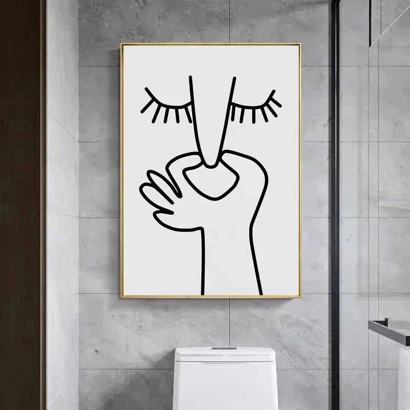 Abstract Humour Black And White Bad Smell Funny Bathroom Poster Print Canvas Painting Wall Art Pictures For WC Toilet Room Decor