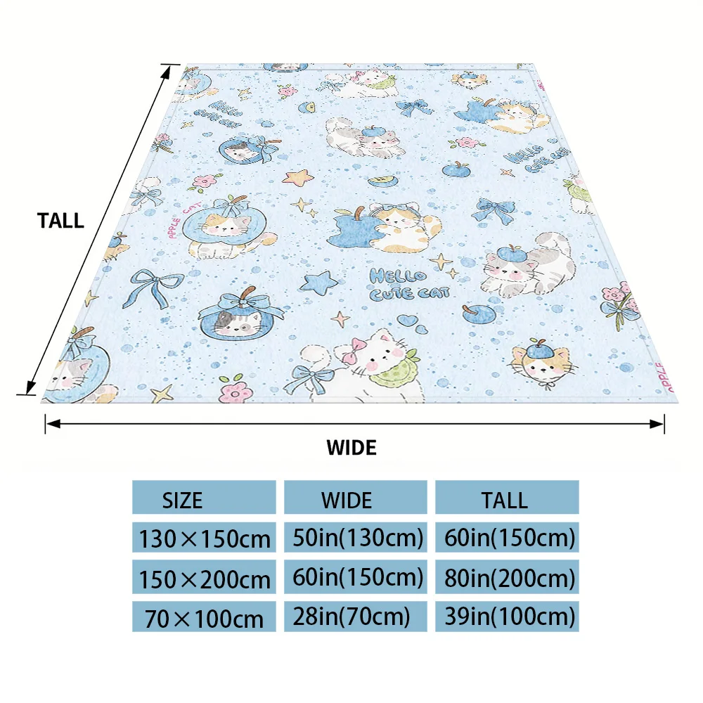 Blue Kitten Nap Blanket,Flannel Blanket,Suitable For Sofas,Beds,Cars,Rooms,Offices,Camping,Exquisite Gift Blankets