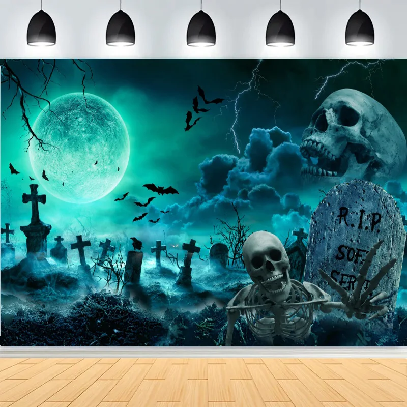 가을 추수감사절 사진 배경 가을 무서운 호박 헛간 달 할로윈 파티 성 사진 배경 NG-31