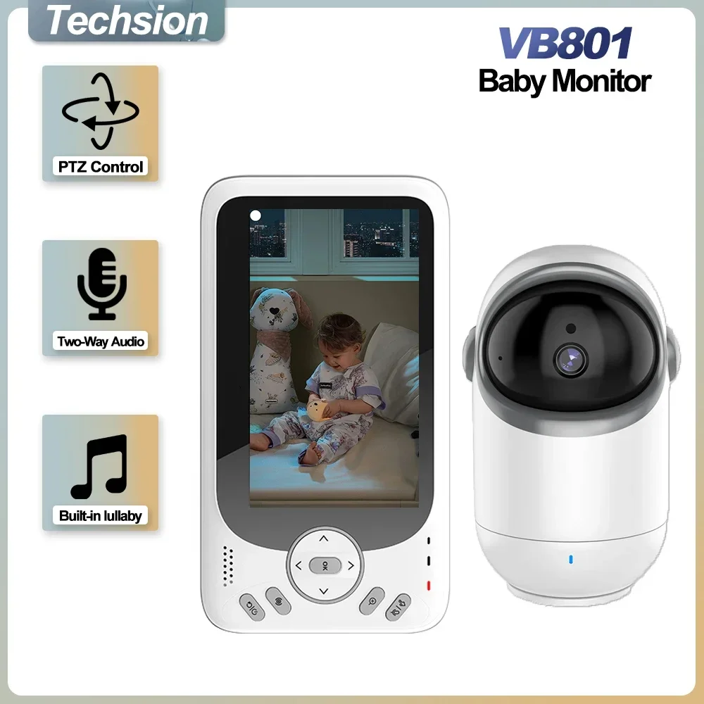 4.3 Inch Video Baby Monitor with Pan Tilt Camera 3X Zoom Two Way Audio Night Vision Wireless 2.4G Security Cam Babysitter VB801