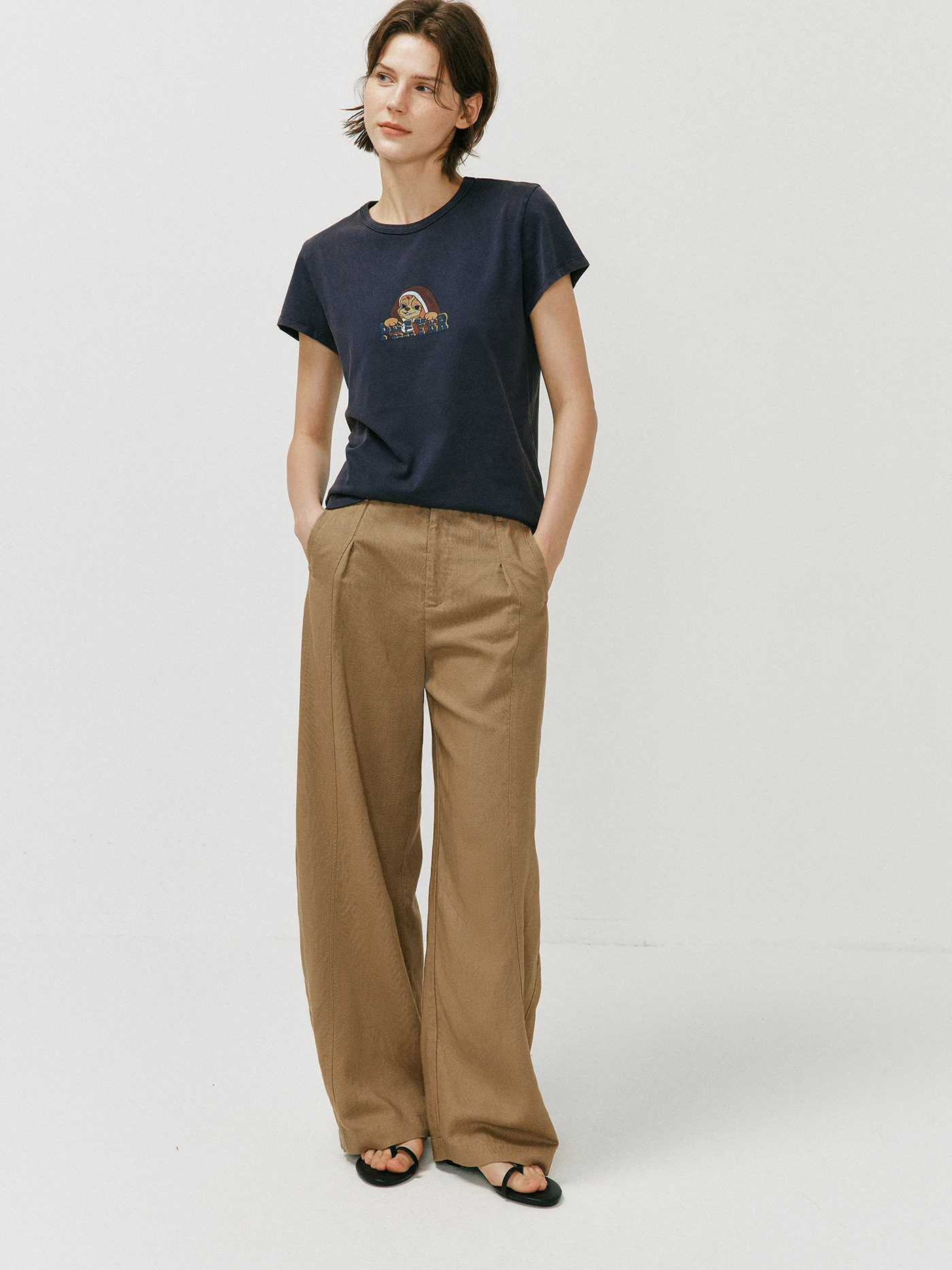 Cool Wide Leg Casual Pants Elastic Waist  Linen Loose Fit Slimming Pants Comfortable Breathable Ladies Summer Trousers