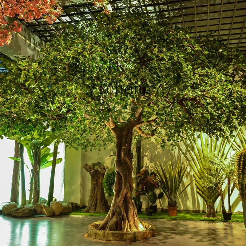 Zz árbol simulado grande planta verde simulada interior árbol de Banyan centro comercial hotel árbol falso aterrizaje paisaje planta en maceta