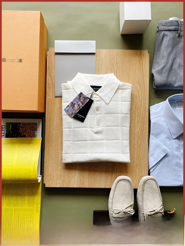 

Тяжелая футболка Prtion 2023, летняя мужская трикотажная футболка с отложным воротником ort Sve, деловая повседневная футболка-стойка...