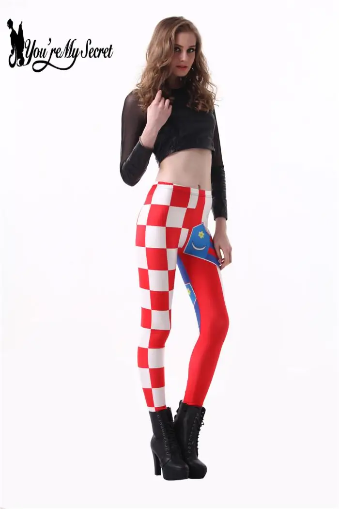 [Je bent mijn geheim] Dameslegging Lente en herfst Dunne sterrenhemel Digitaal printen Kroatië Vlag Sexy Booty Lifting-legging