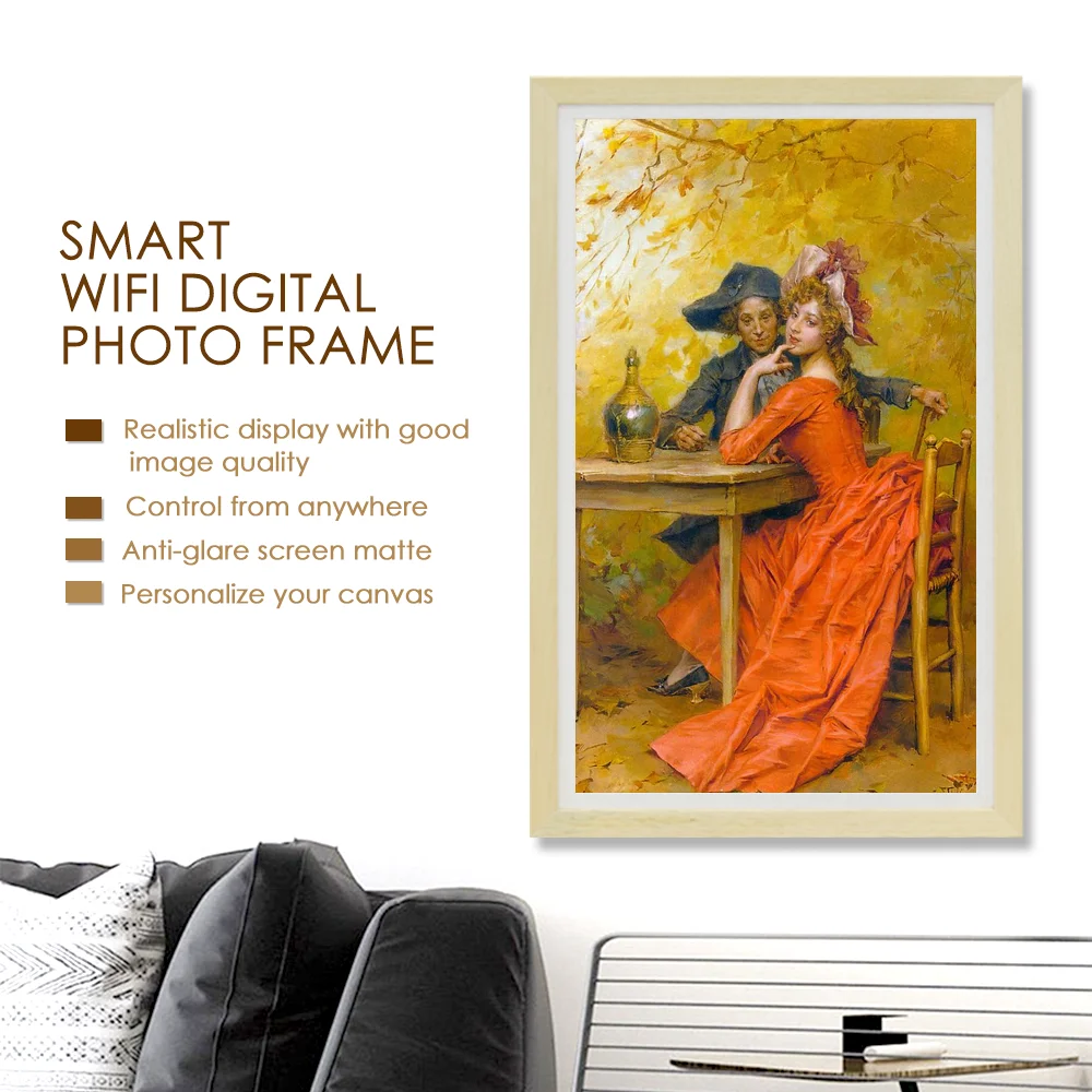 65 Inch Art Nft Display Digit Photo Frame,Wood Frame With Wifi APP Digital Picture Frames