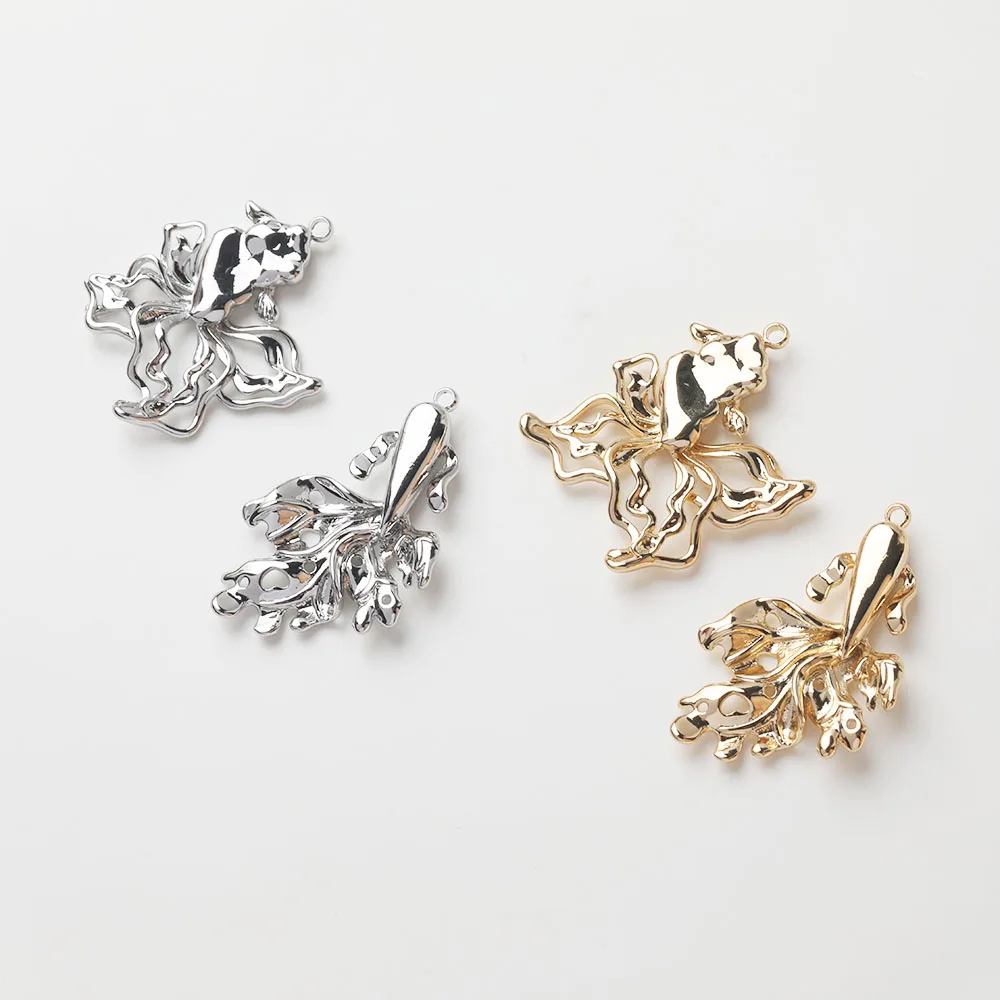 

2PCS Dainty fish shape Charms for Jewelry Making Pendants Findings DIY Hand Made Brass 14k Gold Plated Accessories