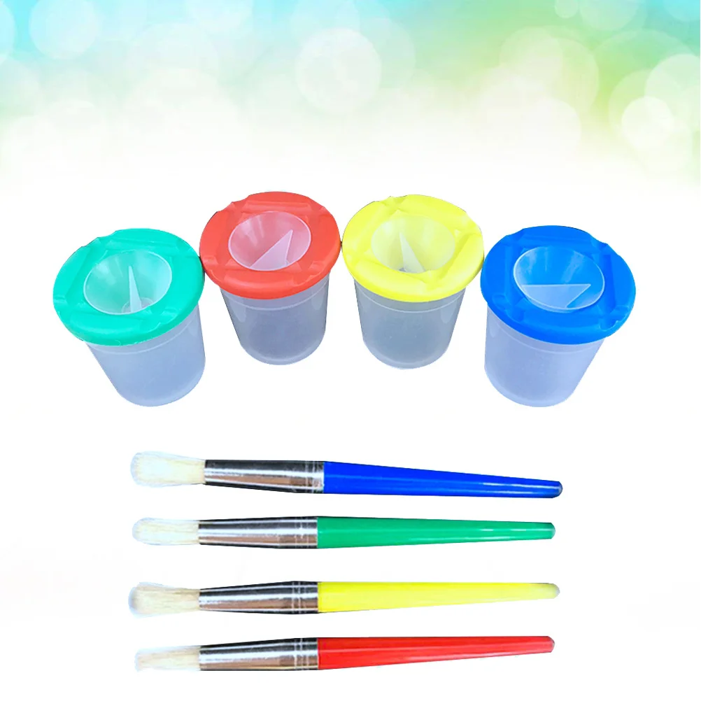 

16 Pieces Spill-Proof Painting Cups Set Color-Coded Lids Brush Holders for Kids Art Students Painting Accessories Drawing Cups