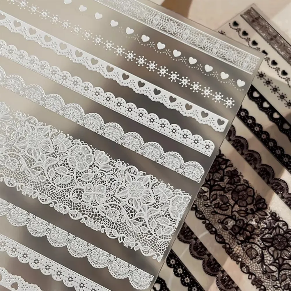 New 2 Types Nail Stickers Self-Adhesive Ballet Bowknot Nail Decal Black White Flat Plain Manicure Decal