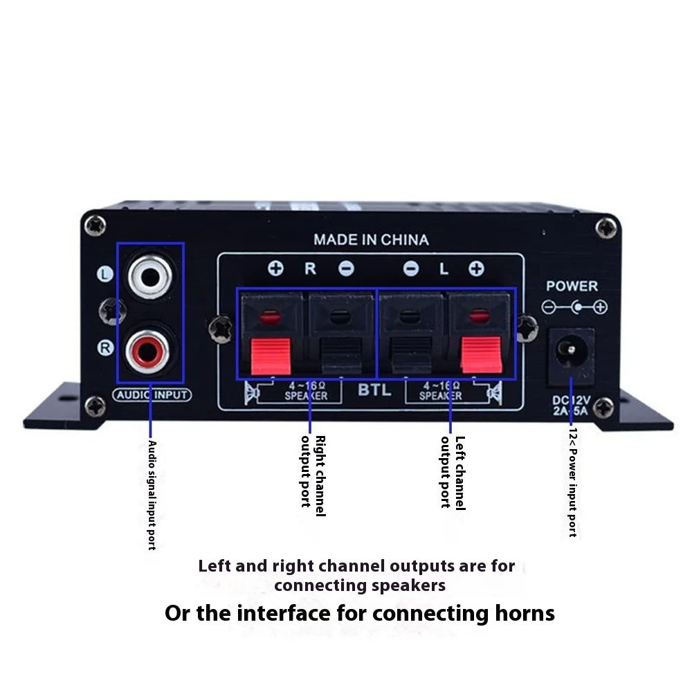 AK-170 Mini amplificatore audio HiFi 12V 2.0CH amplificatore stereo 20Wx2 con controllo degli alti bassi per altoparlanti domestici per auto