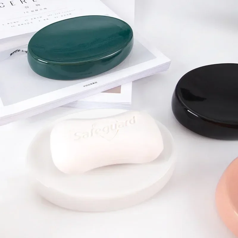 Soap Dish Luxury Black/white Matte  Round Soap Box Travel Accessories Container Holder Box Dishes Items Wall Bathrooms Products