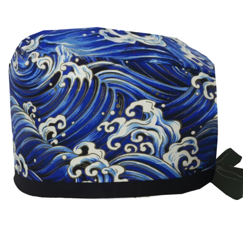 100% القطن الكرتون طباعة زهرة قبعة التمريض السيدات طبيب الأسنان قبعة الحيوانات الأليفة عيادة ممرضة قبعة مختبر فرك قبعة التجميل اكسسوارات