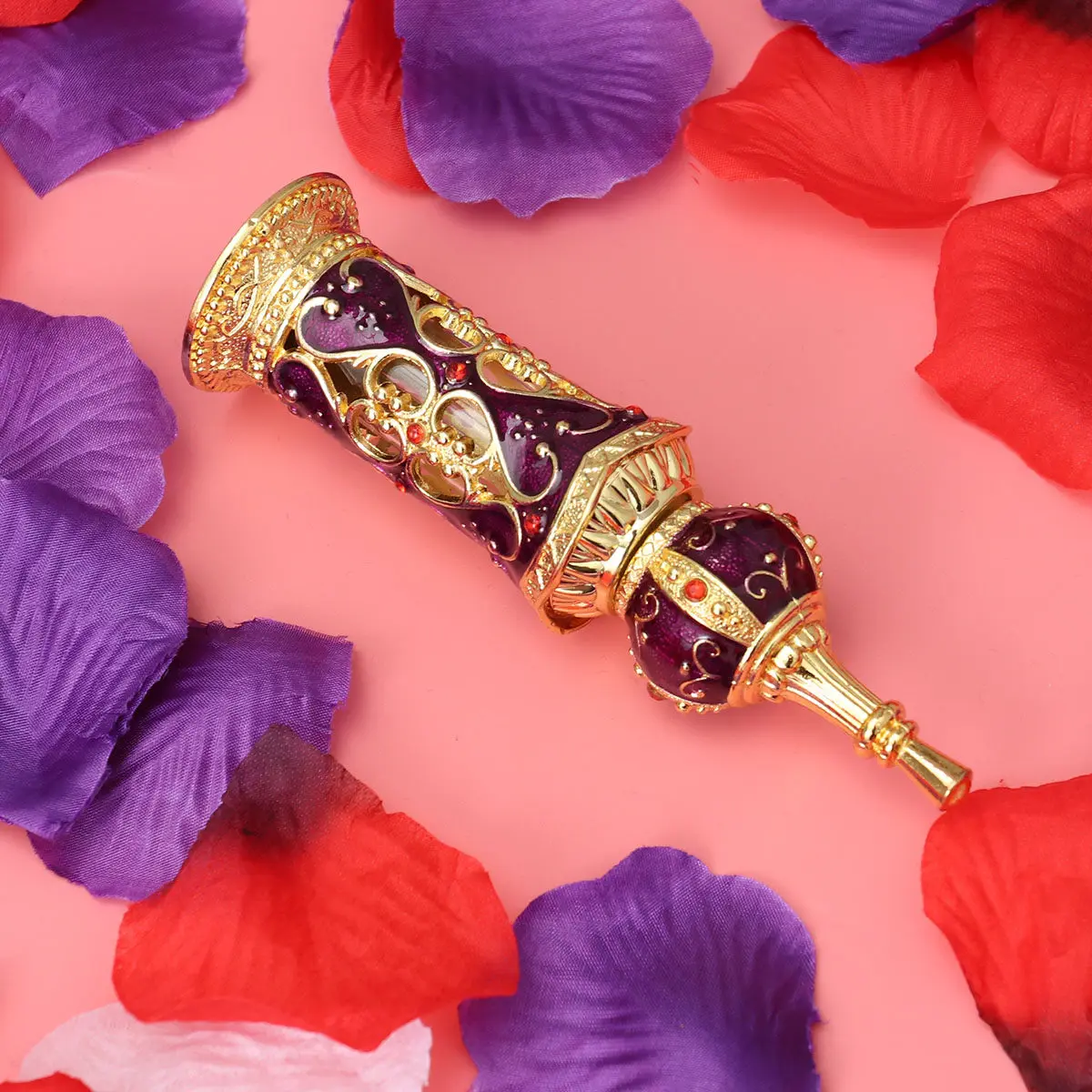 

12Ml Glass Perfume Bottle Middle Eastern Retro Flower Vine Design Elegant Travel Essential Oil Bottle Portable Sample