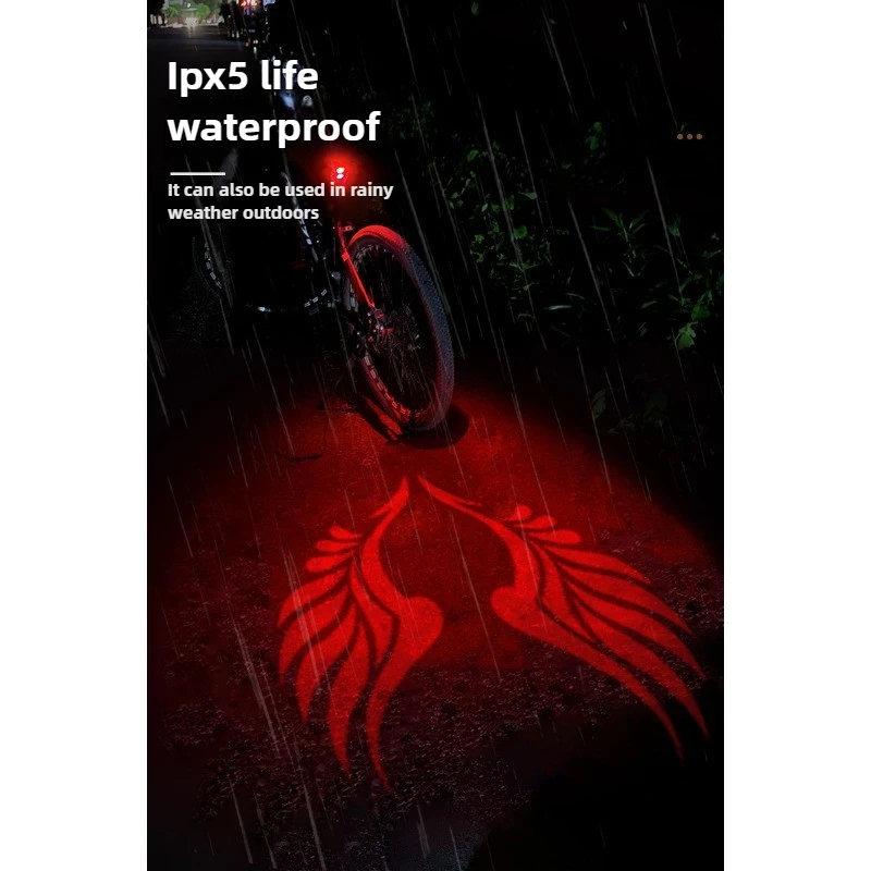 ضوء خلفي للدراجة قابل لإعادة الشحن مع مستشعر فرامل ذكي وإسقاط تحذير LED لسلامة ركوب الدراجات في الهواء الطلق لركوب الدراجات الجبلية