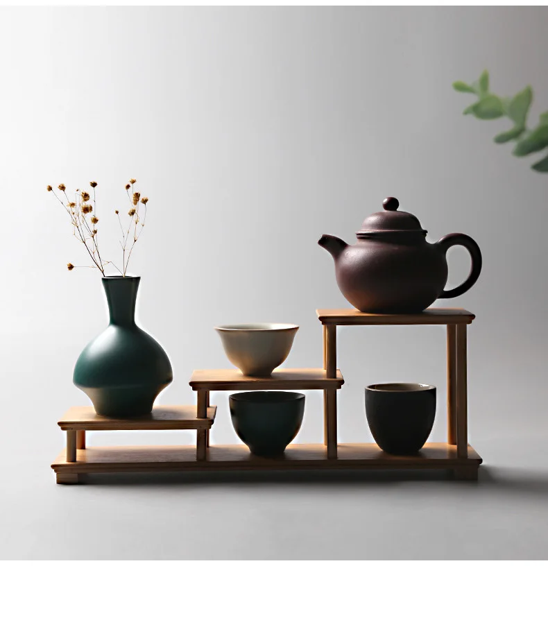 Bamboo and Wood Decorative Shelf Used for Statues Vases Tea Sets Props Display Stands Handmade Antique Storage Shelf Room Decor