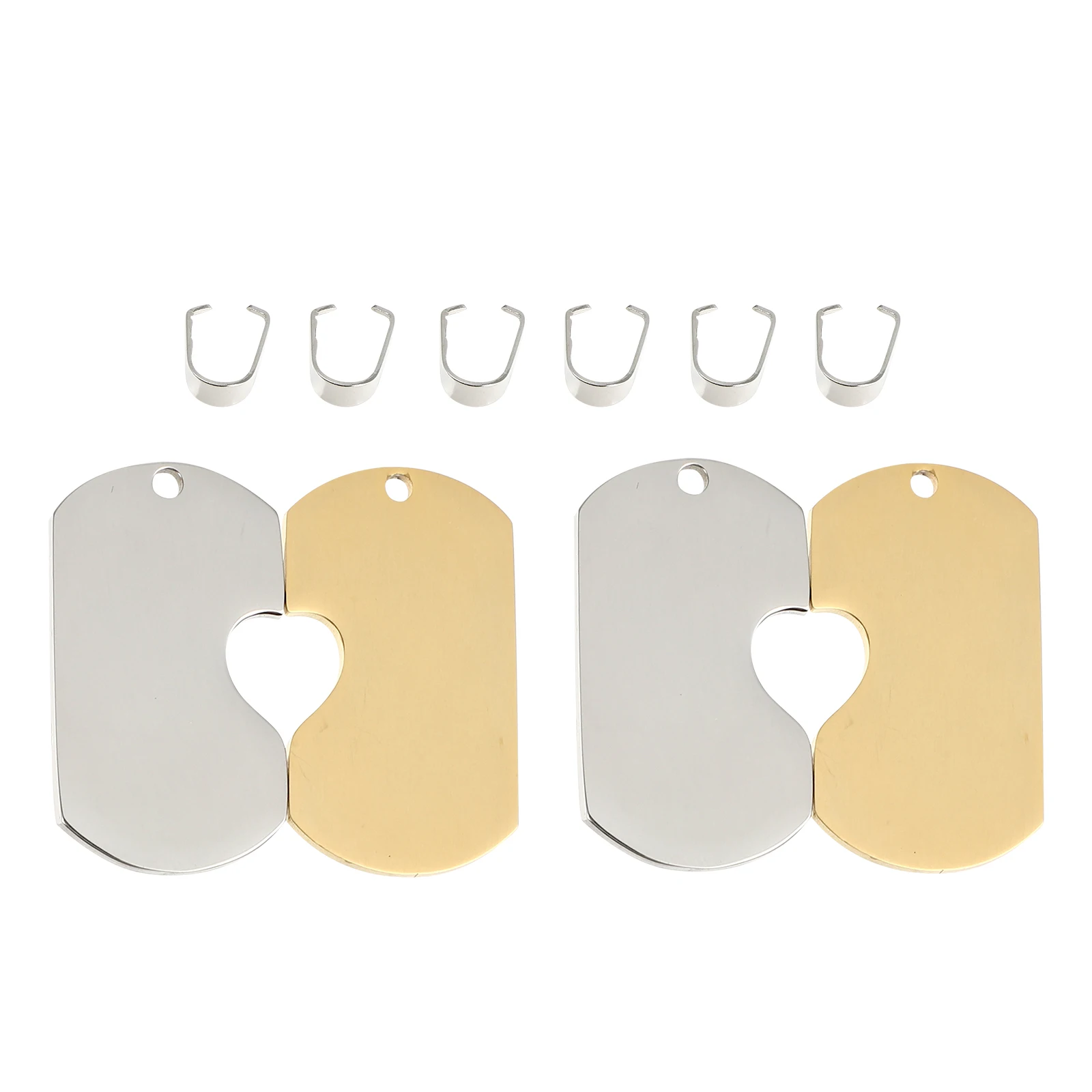

4pcs Couple Tag Pendant Stainless Steel DIY Jewelry Charms Necklace Keychain Accessories Hanging Ornaments Lightweight